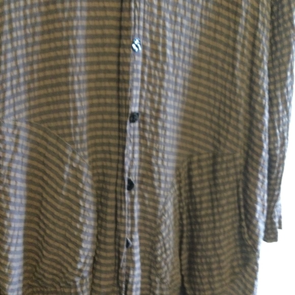 Grizas silk and cotton crinkle fabric tan and gray tunic fits medium or small - Picture 5 of 7